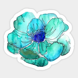 Watercolor peonies pink spring girly cyan Sticker